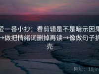 爱一番小抄：看剪辑是不是暗示因果→做把情绪词删掉再读→像做句子拆壳