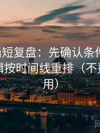 香蕉漫画短复盘：先确认条件缺几项，再把剪辑按时间线重排（不费劲但管用）