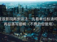 星辰影院两步读法：先看单位标清吗，再段落写提纲（不费劲但管用）