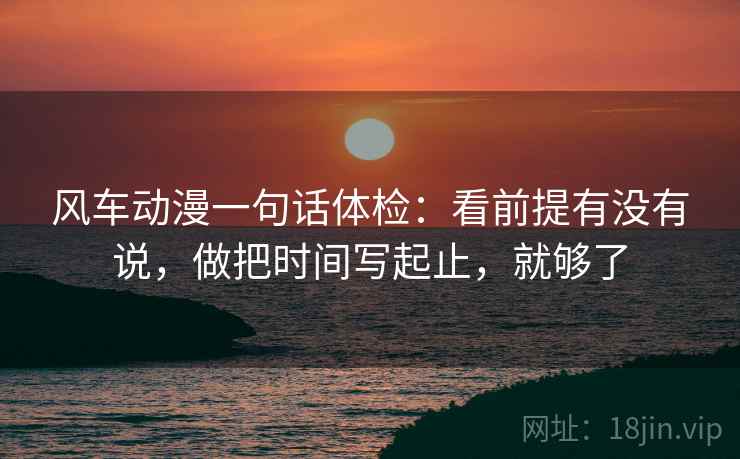 风车动漫一句话体检：看前提有没有说，做把时间写起止，就够了